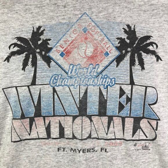 Senior Softball World Championships T-Shirt Mens Division Fort Myers‎ Grey XL - Picture 4 of 11